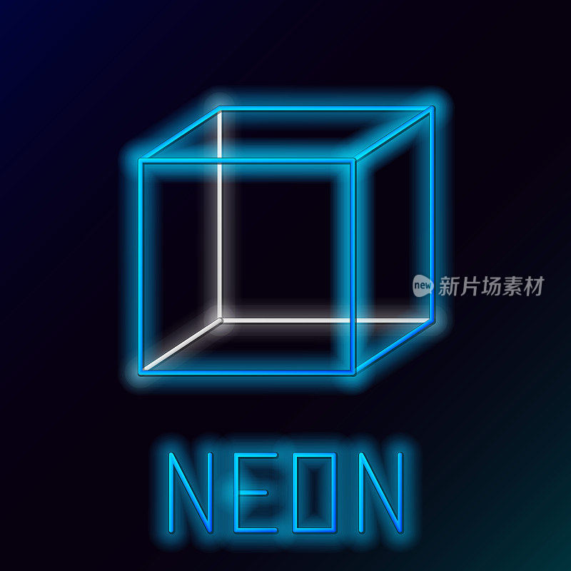 Glowing neon line Geometric figure Cube icon isolated on black background. Abstract shape. Geometric ornament. Colorful outline concept. Vector